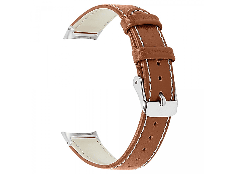 INF Uhrenarmband feines echtes Leder, Inspire 3, / Inspire Fitbit, Braun Ersatzarmband, 2
