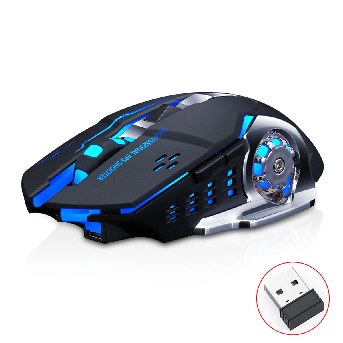 Maus, Schwarz Tech DIIDA Kabellose Maus,Bluetooth-Maus,2.4GHz,Wiederaufladbar,4-Farben-Atemlicht