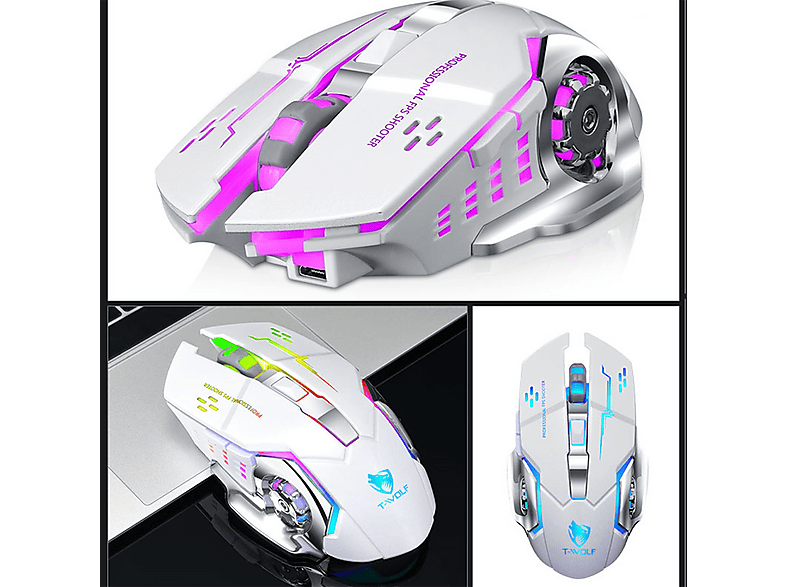 Mouse Wireless Dual Mode 2.4G + Bluetooth – DPI 800/1200/1600, Ricaricabile USB-C, Ergonomico, 65g, Per PC, Laptop, IPad, Android, IOS – Rosa - 2