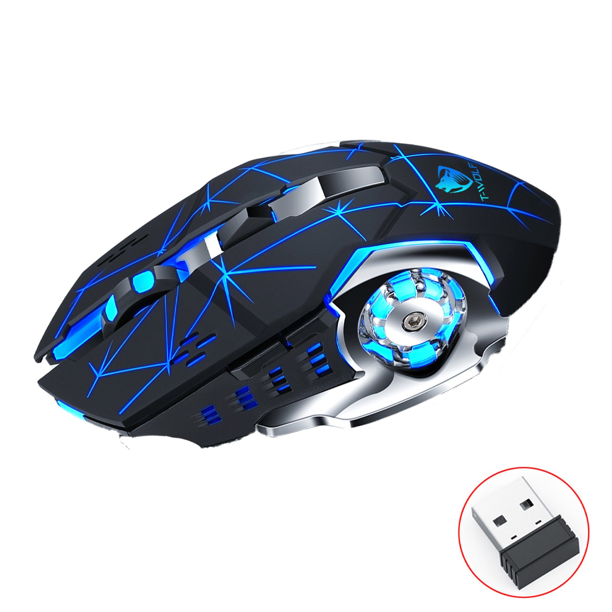 DIIDA Bluetooth-Maus,Stumm,Wiederaufladbar,2.4GHz,DPI einstellbar Maus, Die sind schwarz Sterne