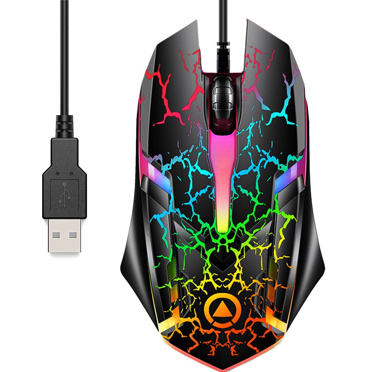 DIIDA Gaming Notebook/Laptop kabelgebunden, für Maus, RGB-Beleuchtung Riss Maus, USB, Gaming-Maus