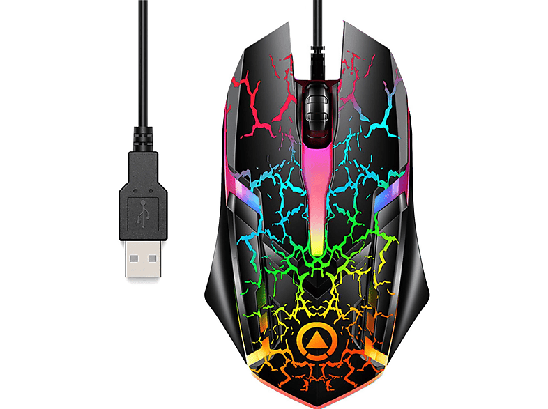 DIIDA Gaming Maus, USB, kabelgebunden, RGB-Beleuchtung Gaming-Maus, für Notebook/Laptop Maus, Riss