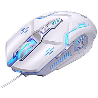 Ratón Gaming - KINSI G5, Con cable, Blanco