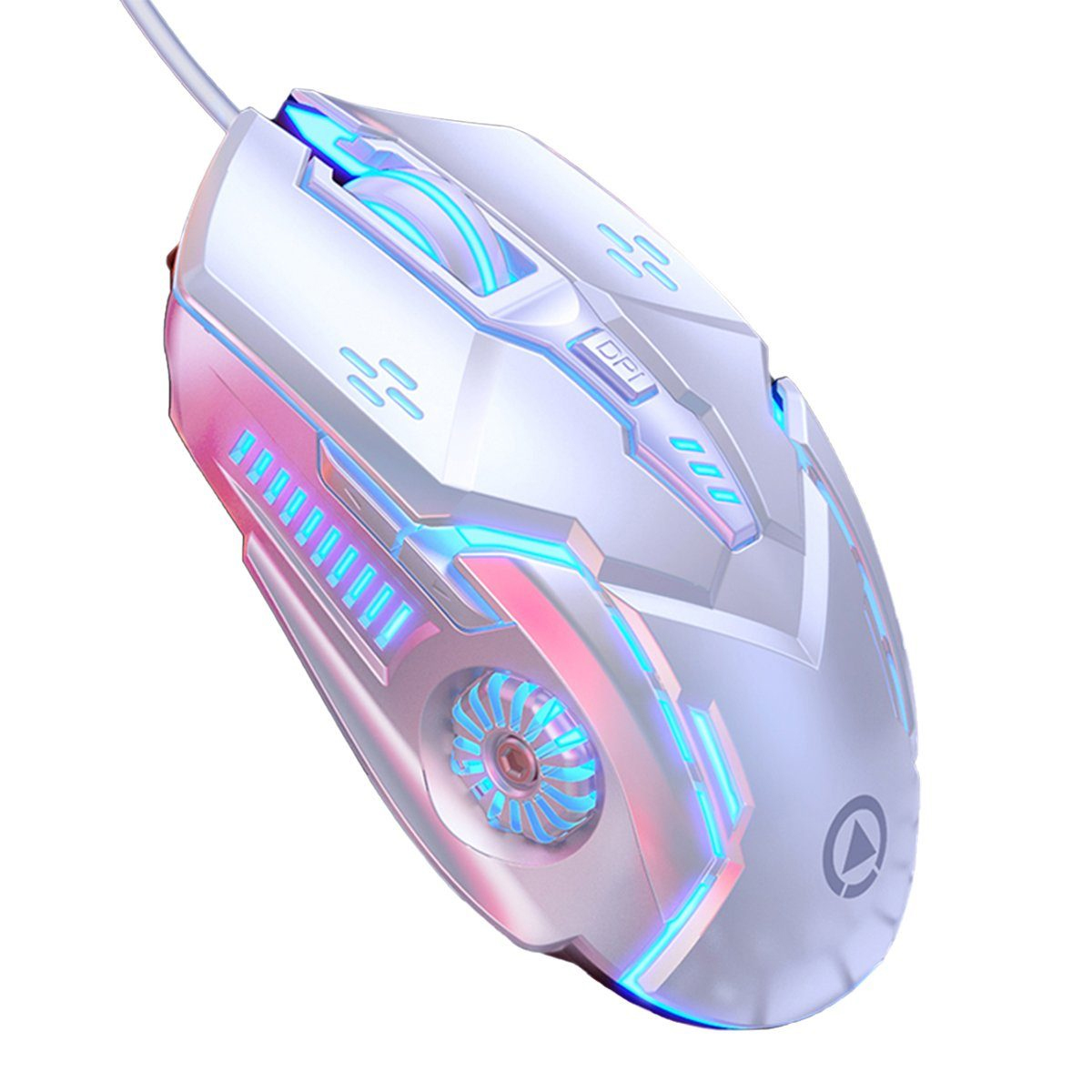KINSI Gaming-Maus,mechanische Maus,kabelgebundene Maus,6-Tasten Gaming-Maus,Lautlose Maus Maus, weiß