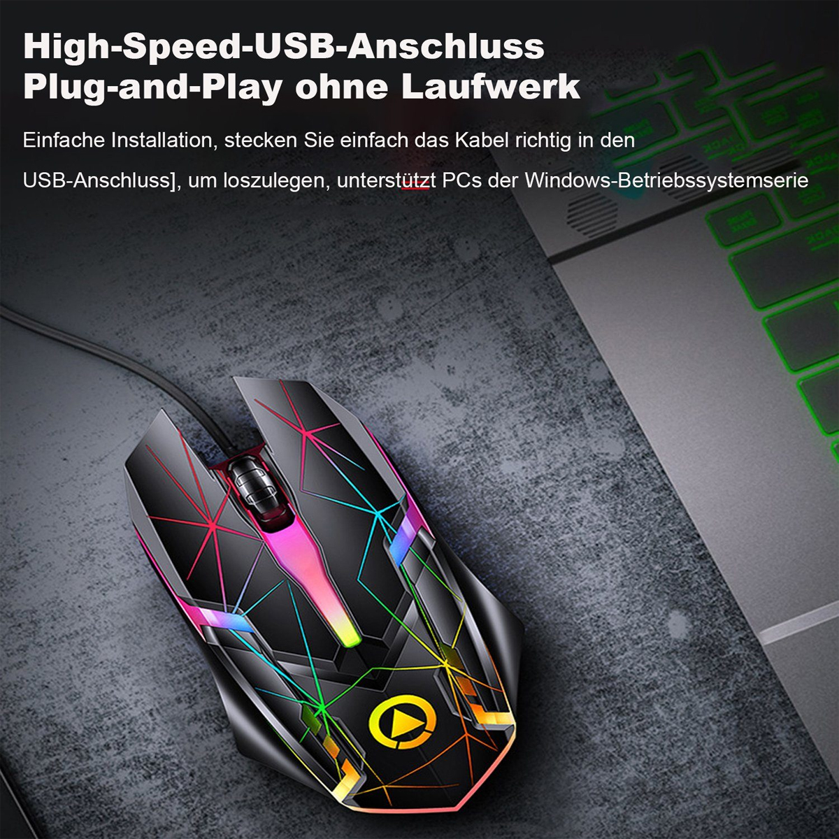 für USB, Sterne Maus, Maus, Kabelgebunden Notebook/Laptop Maus, DIIDA Gaming RGB-Beleuchtung,