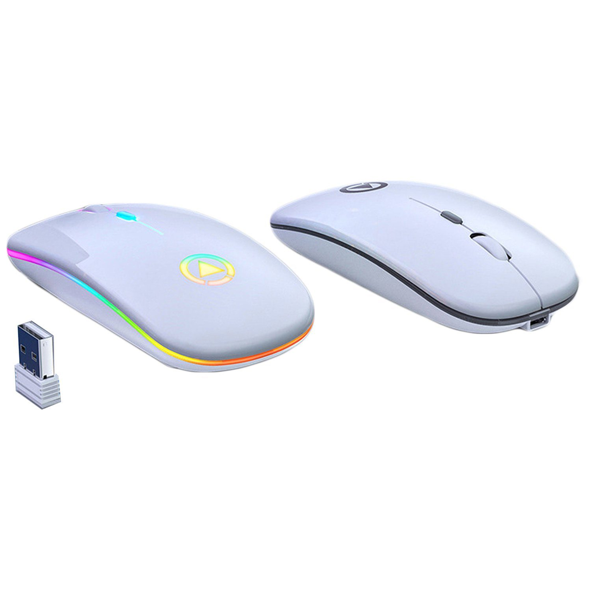 KINSI 1Pcs stumm Maus, weiß kabellos, PC-Mäuse, 2.4GHz+Bluetooth Spiegel Gaming-Maus,Maus