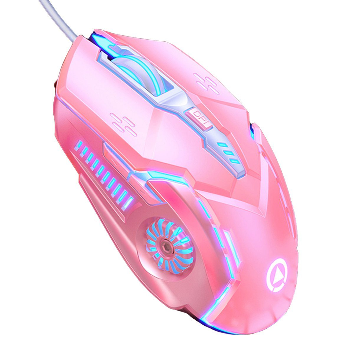 KINSI mechanische Maus,kabelgebundene Maus,Sound-Maus,Gaming-Maus,6-Tasten Gaming-Maus rosa Maus