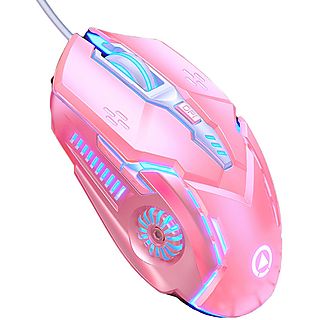 Ratón Gaming - KINSI G5, Con cable, Rosa