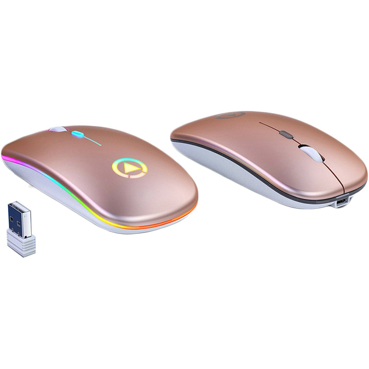 DIIDA PC-Mäuse, Kabellos Maus, Gaming-Maus, 2.4GHz+Bluetooth stumm 1Pcs Rotgold Maus