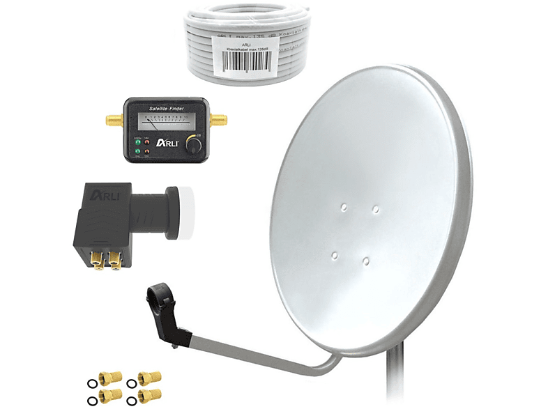 ARLI Satelliten Set 20m Kabel + Satfinder Sat Anlage (60 cm, Quad LNB)