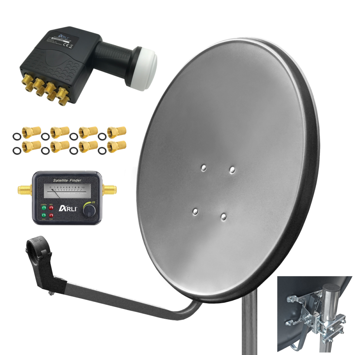 ARLI Satelliten Set Satfinder (60 Octo Anlage cm, Sat LNB)