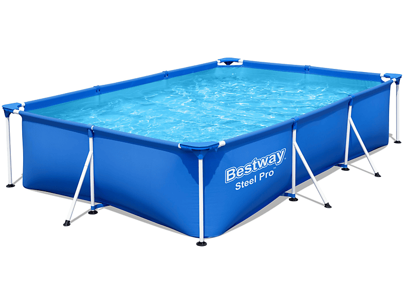 BESTWAY Steel Pro Frame Pool ohne Pumpe 300 x 201 x 66 cm blau eckig