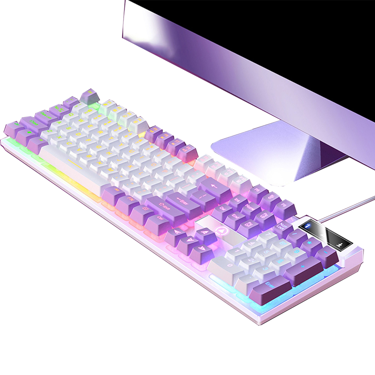 Gaming-Tastatur,Kabelgebundene Tastatur, Tastatur Zweifarbig Tastatur,Mechanisches KINSI Gefühl