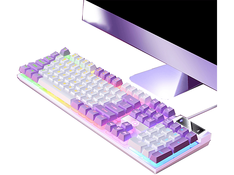 KINSI Zweifarbig Gaming-Tastatur,Kabelgebundene Tastatur,Mechanisches Gefühl Tastatur, Tastatur