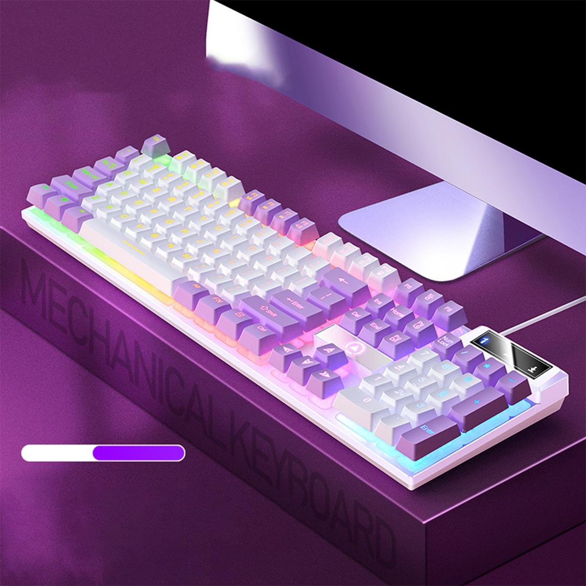 KINSI Zweifarbig Gaming-Tastatur,Kabelgebundene Tastatur Tastatur, Tastatur,Mechanisches Gefühl