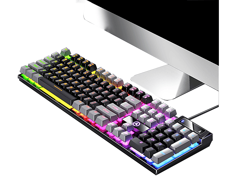Kabelgebundene Tastatur, Tastatur,Gaming-Tastatur,Zweifarbig,Mechanisches Gefühl KINSI Tastatur
