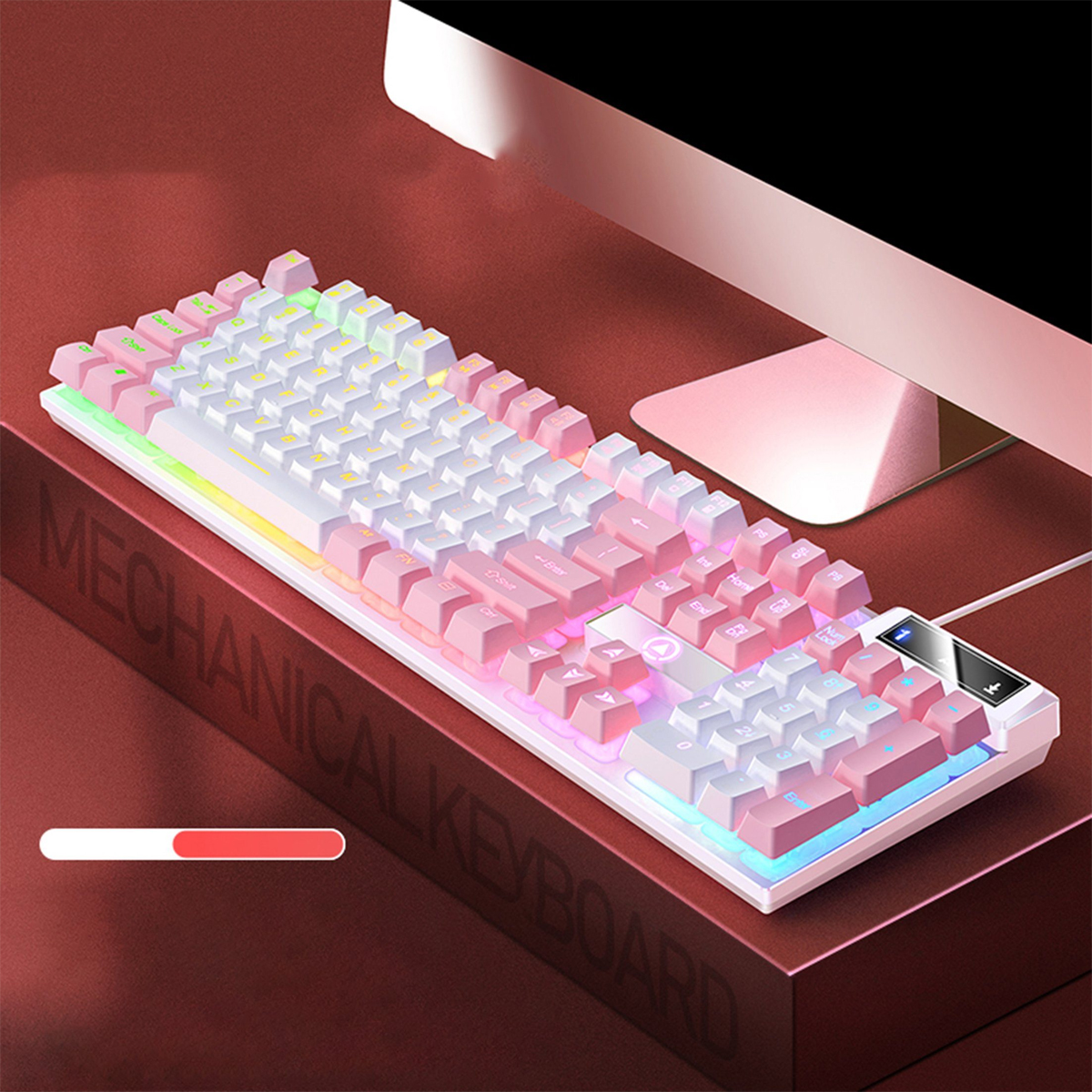 Gefühl Mechanisches Tastatur,Zweifarbig Tastatur Gaming-Tastatur,Kabelgebundene Tastatur, DIIDA