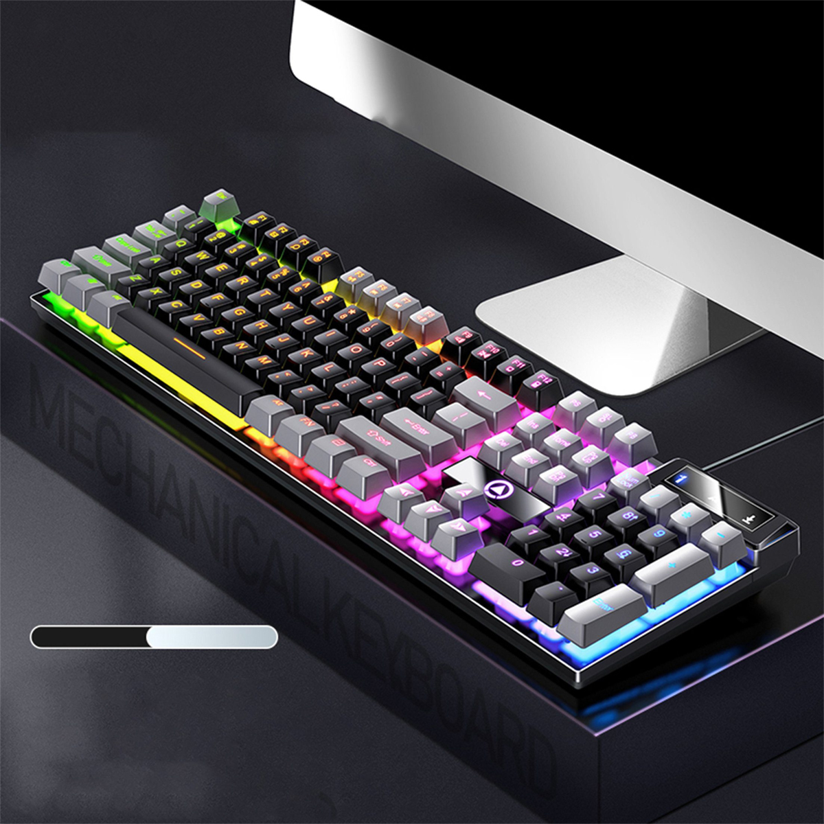 KINSI Kabelgebundene Tastatur,Gaming-Tastatur,Zweifarbig,Mechanisches Gefühl Tastatur, Tastatur