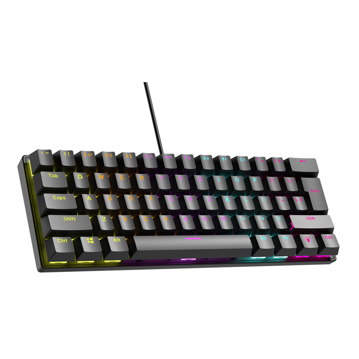KINSI Mini-Tastatur,Mechanische (Tragbar, Tastaturen,61 Lichteffekte Tastatur kompakt), Tastatur Tasten,12