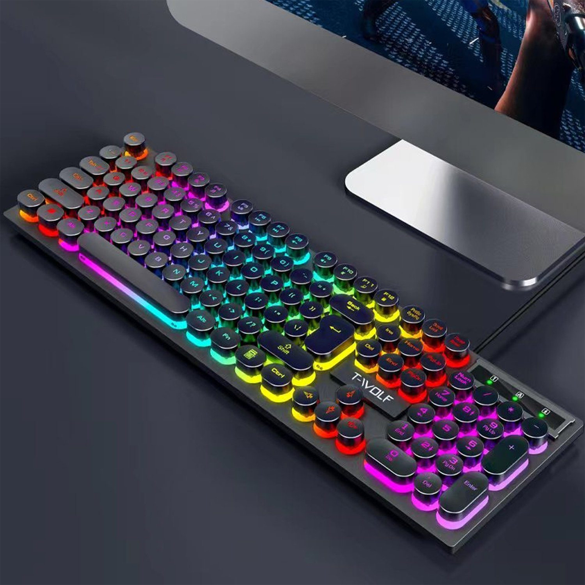 KINSI Gaming-Tastaturen, LED-Licht, Wettbewerbs-Tastaturen,Kabelgebundene Tastatur Tastatur mit