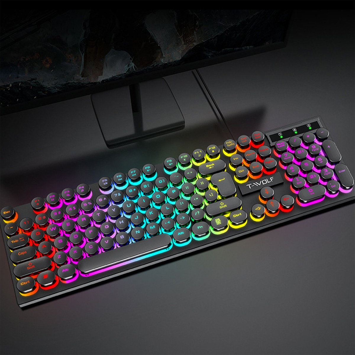 KINSI Gaming-Tastaturen, LED-Licht, Wettbewerbs-Tastaturen,Kabelgebundene Tastatur Tastatur mit