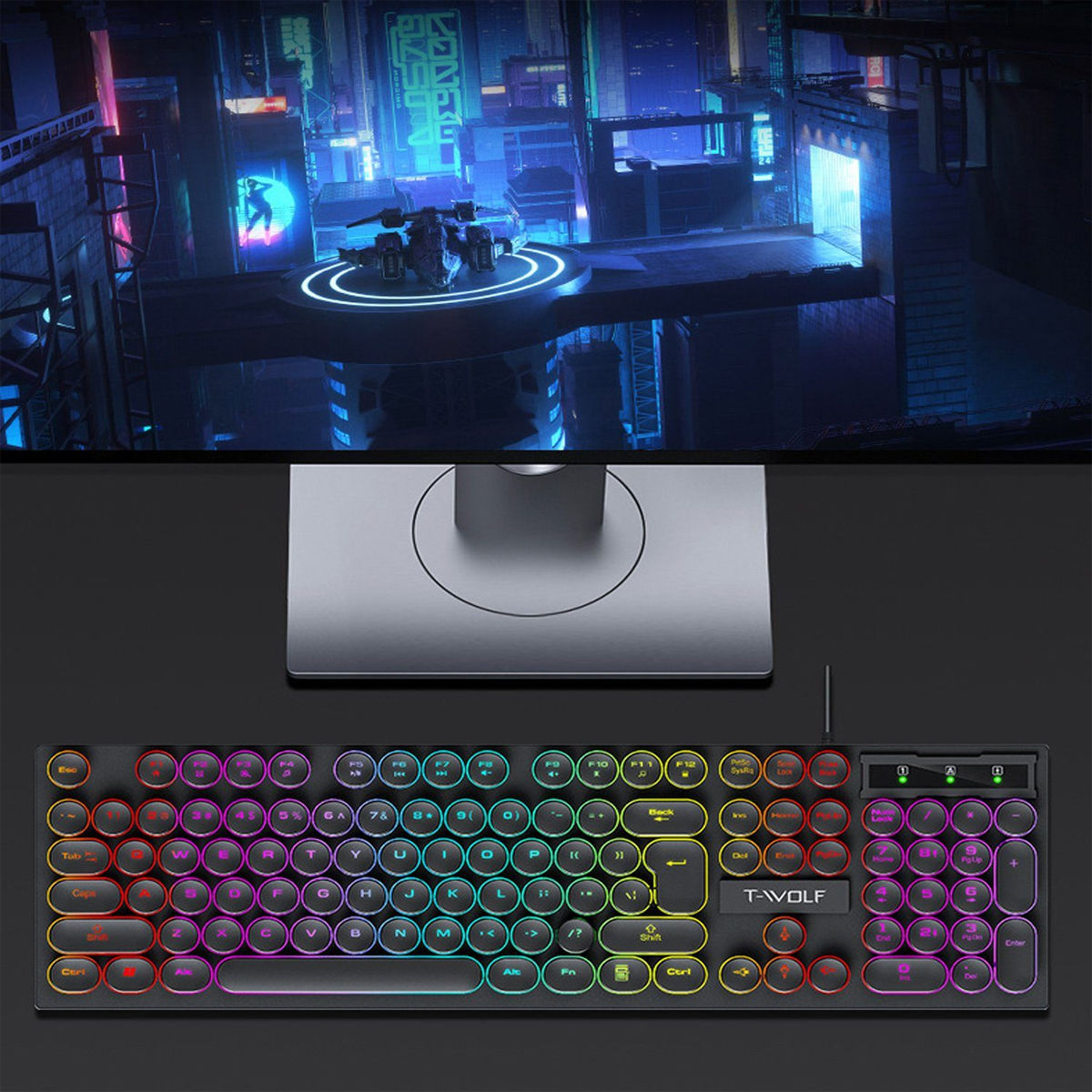 KINSI Wettbewerbs-Tastaturen,Kabelgebundene Gaming-Tastaturen, mit Tastatur Tastatur LED-Licht,