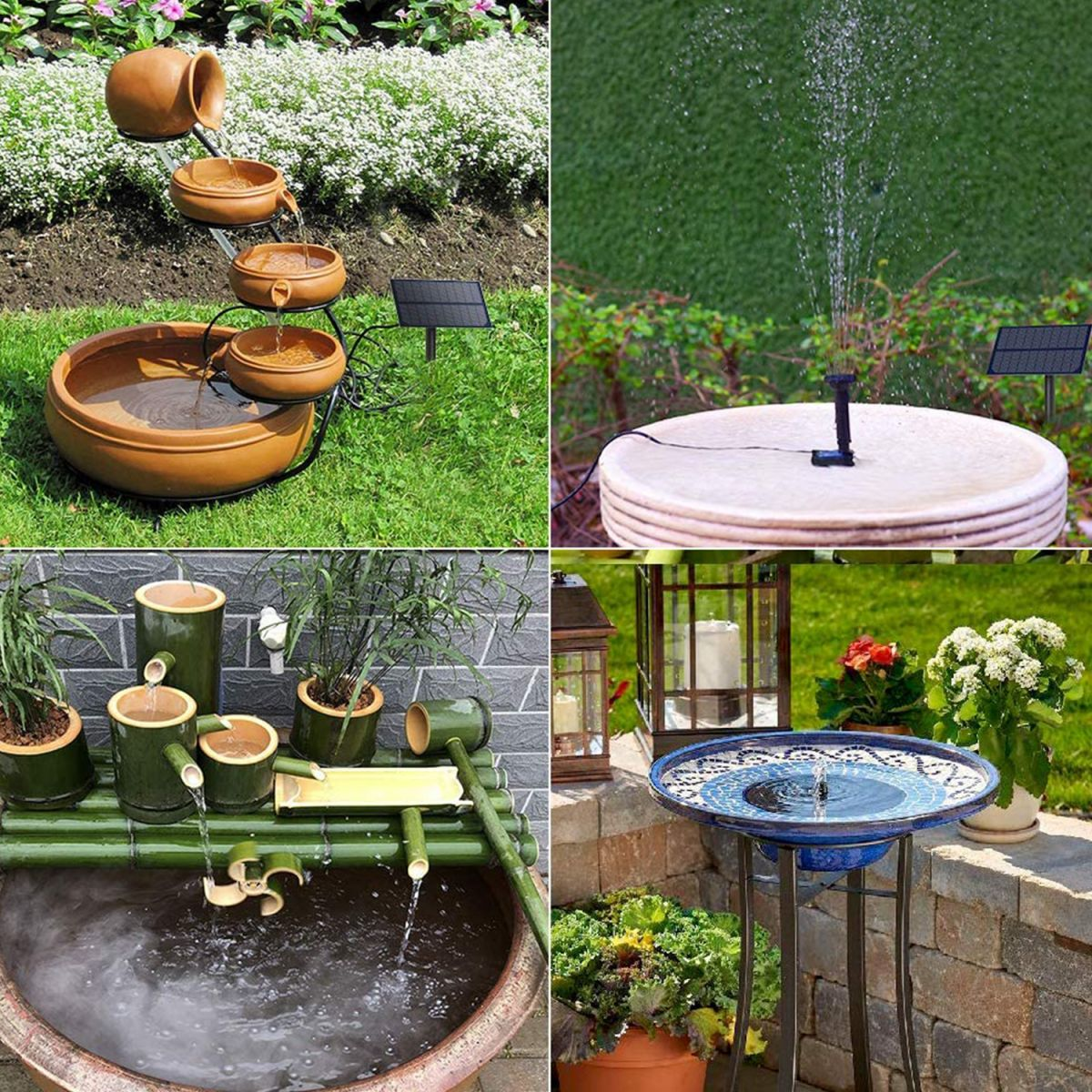 Teichpumpe,Springbrunnen Schwarz Solar Brunnen, Garten-Wasserpumpe,Solarpumpe Außenbereich für DEDOM den