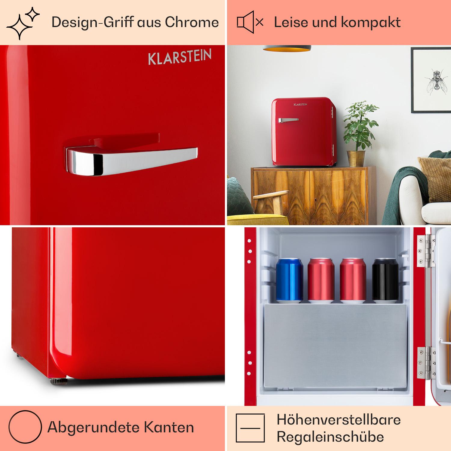 50 Rot) cm hoch, 37 Mini-Kühlschrank Audrey KLARSTEIN (F,