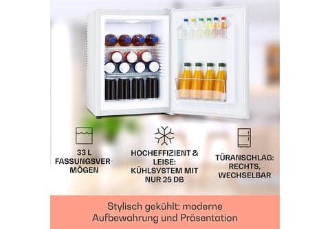 KLARSTEIN Happy Hour 32 Mini-Kühlschrank (G, 54 cm hoch, Weiß)