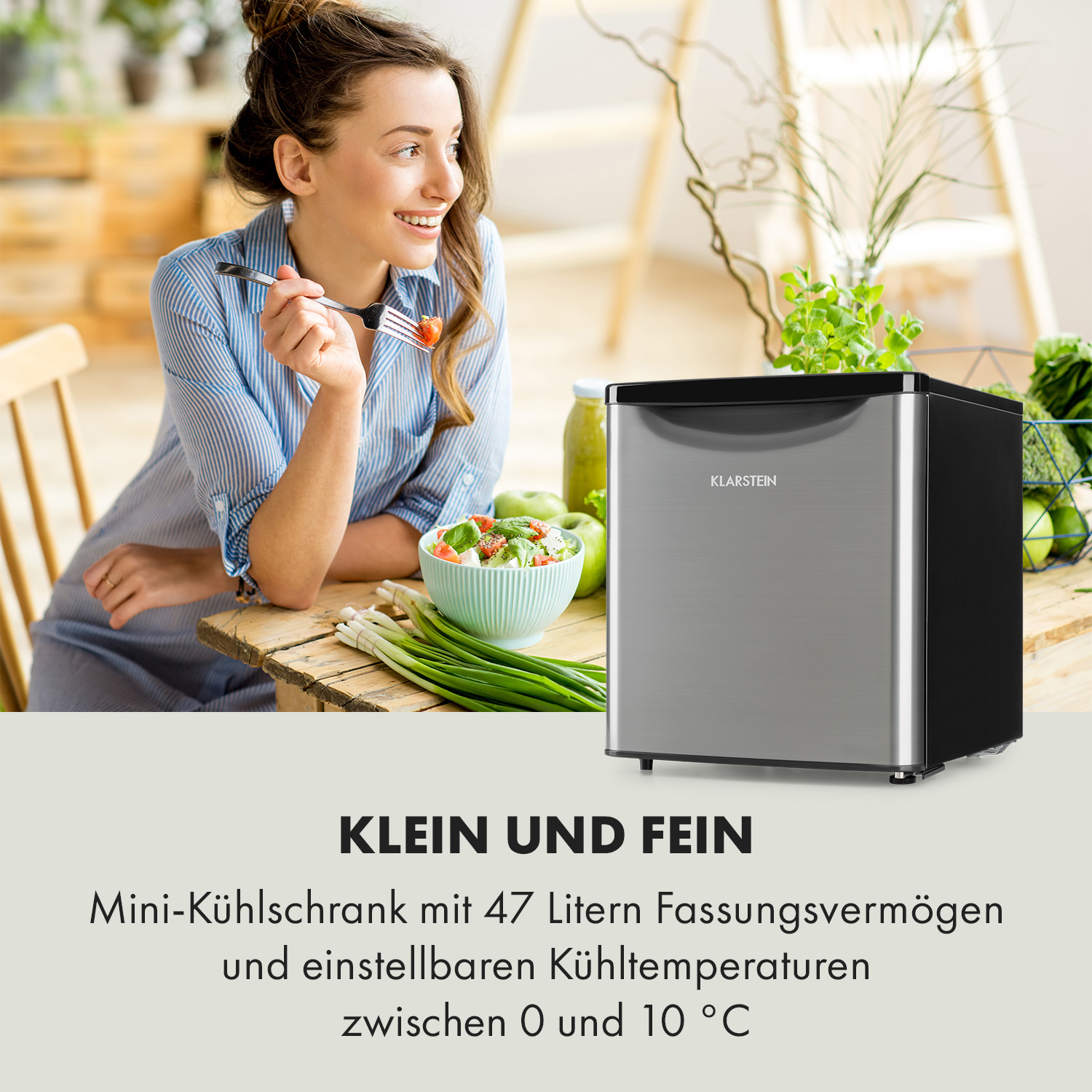 cm Yummy Schwarz) Mini-Kühlschrank 51 hoch, KLARSTEIN (F,
