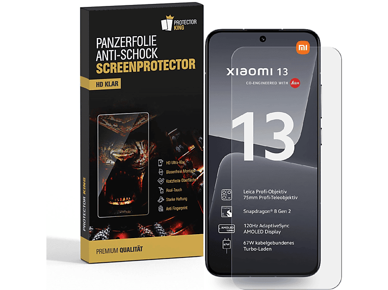 Panzerfolie Xiaomi ANTI-SHOCK PROTECTORKING Displayschutzfolie(für 13) 6x HD KLAR