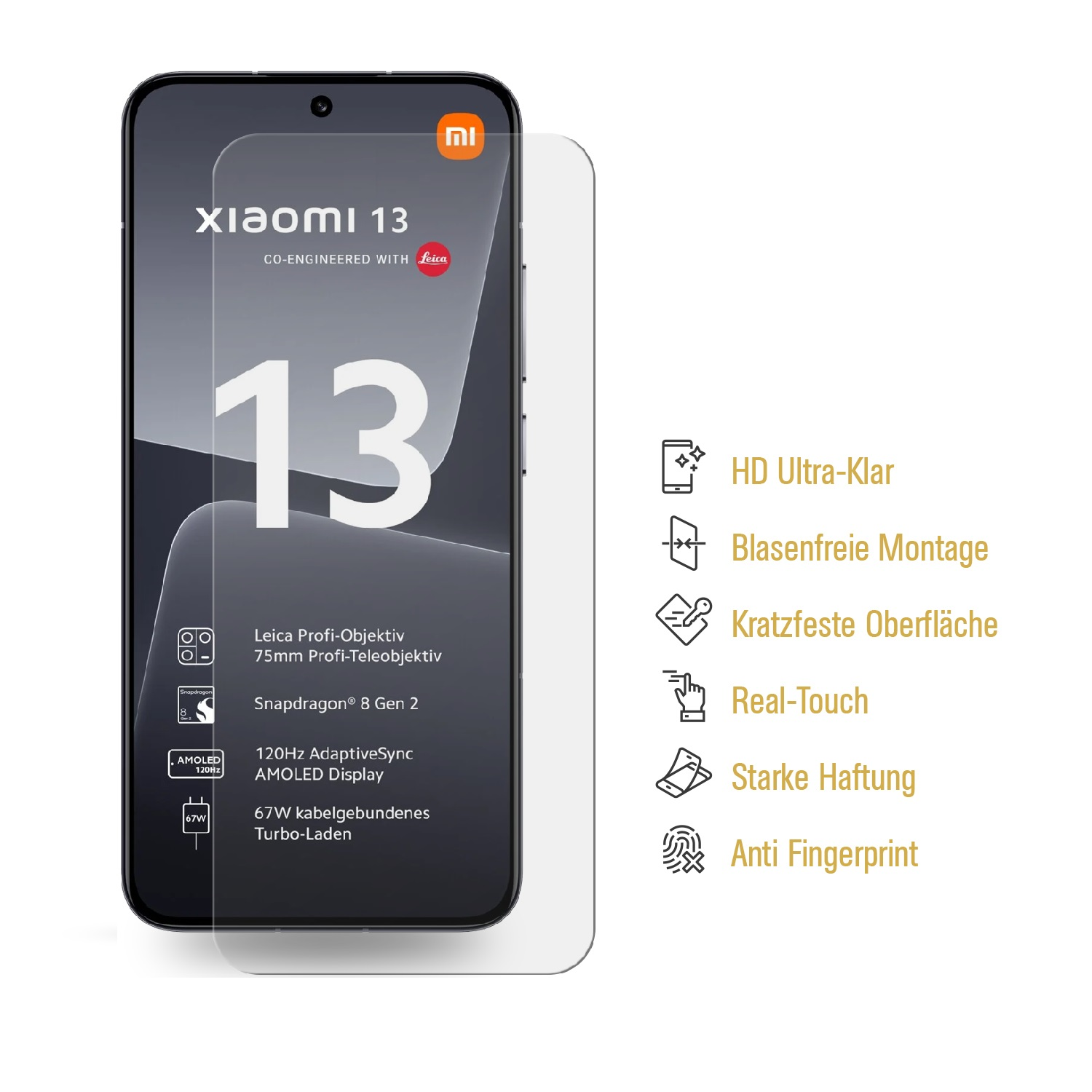 KLAR Xiaomi PROTECTORKING HD Displayschutzfolie(für 3x ANTI-SHOCK 13) Panzerfolie