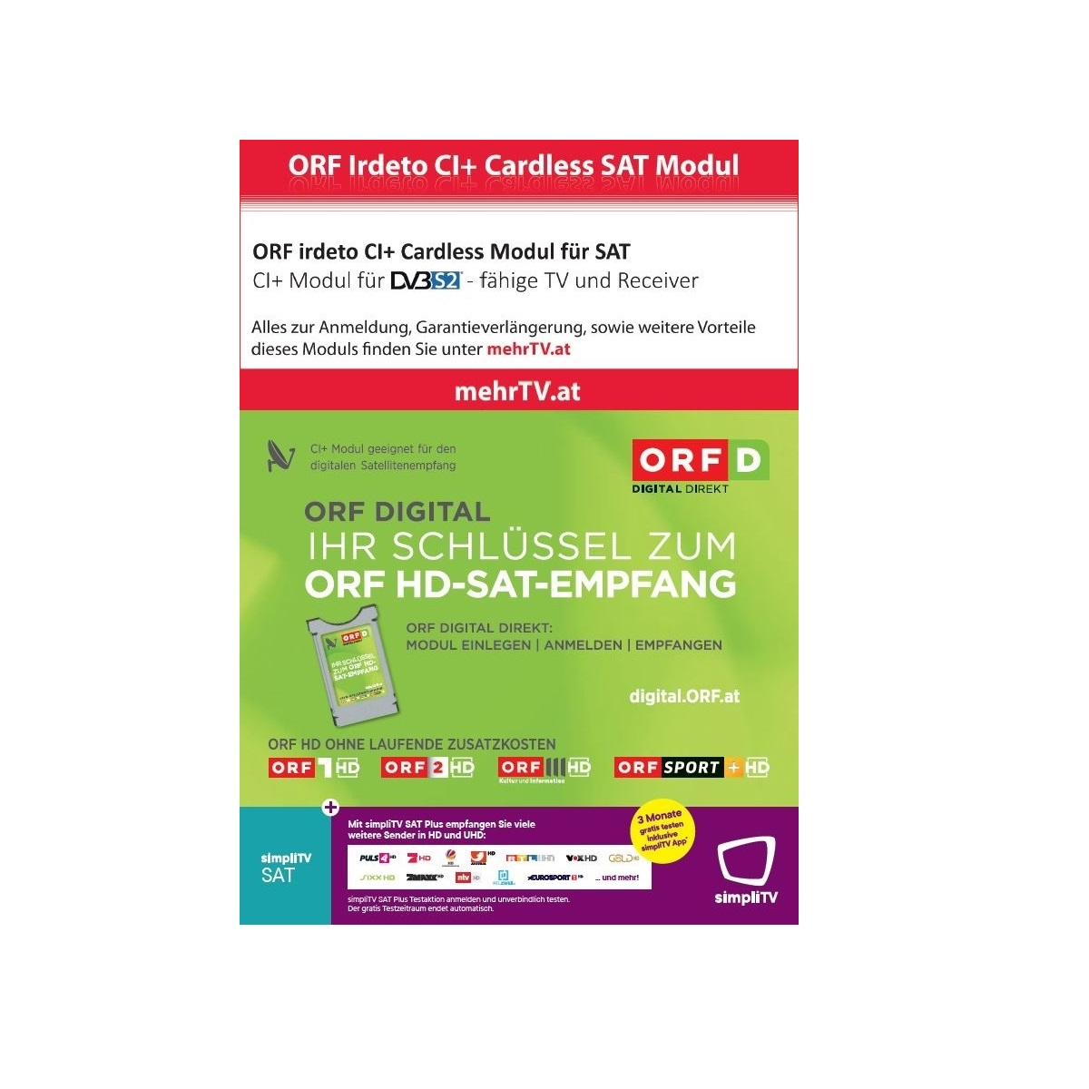 Digikabel ORF Irdeto CI+ Digital Direkt SAT Modul CI+ Modul | MediaMarkt