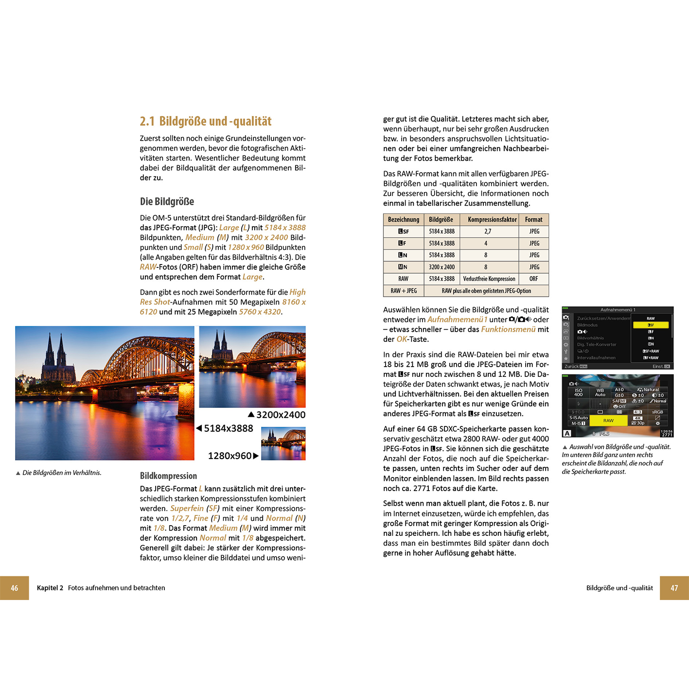 Seite mit Text und Bildern zur Bildqualität und Dateiformaten.