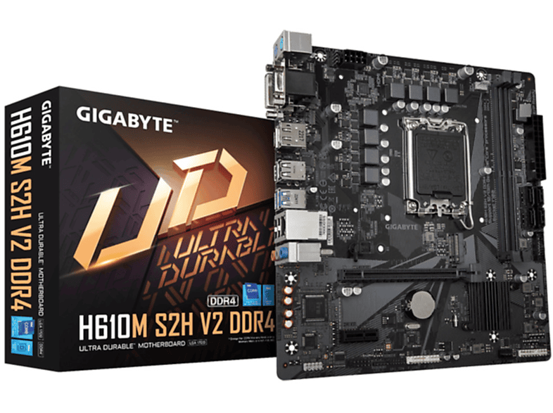 H610M GIGABYTE DDR4 1.0) V2 S2H Mainboards schwarz;silber (rev.