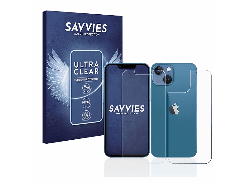 SAVVIES 18x klare Schutzfolie(für Apple iPhone 13 mini)