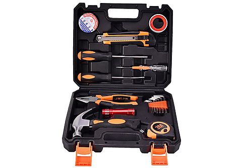 DEDOM Werkzeugkoffer Werkzeugkoffer, 18-teiliges, Handwerkzeugsatz,  Reparaturwerkzeug Werkzeug-Set, Schwarz-orange