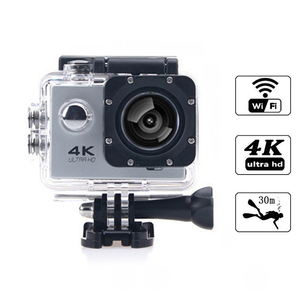 KINSI 4K-Sportkameras,WiFi-Synchronisation,30m Action-Kamera wasserdicht,HD-Kameras,Unterwasserkameras