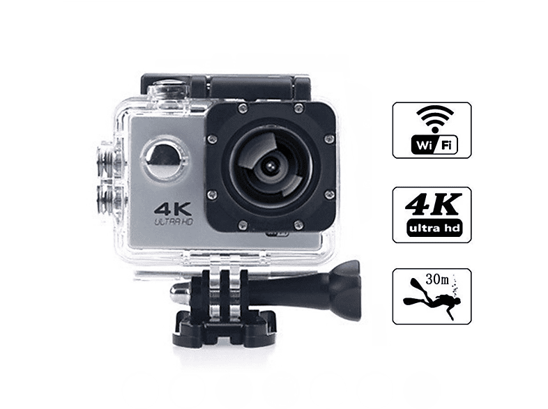 Action-Kamera wasserdicht,HD-Kameras,Unterwasserkameras 4K-Sportkameras,WiFi-Synchronisation,30m KINSI