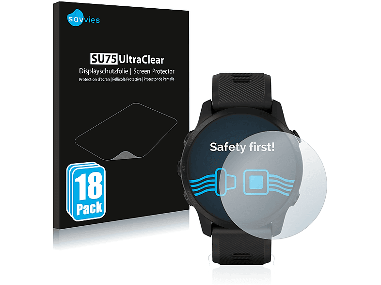 SAVVIES 18x klare Schutzfolie(für Garmin Forerunner 945 LTE)