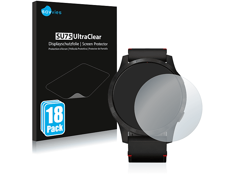 SAVVIES 18x klare Schutzfolie(für Garmin Legacy Saga Darth Vader (45 mm)) | Smartwatch Schutzfolien & Gläser
