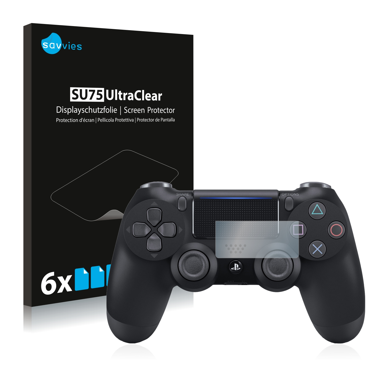SAVVIES 6x klare Schutzfolie(für 4 Sony Controller DualShock 2019) PS4