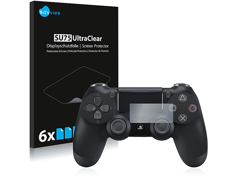 SAVVIES 6x klare Schutzfolie(für Sony PS4 DualShock 4 Controller 2019)