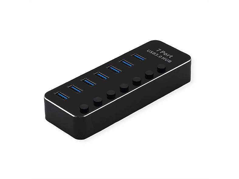 ROLINE USB 3.2 Gen 1 Notebook Hub, 7 Ports, einzeln schaltbar, USB Hub ...