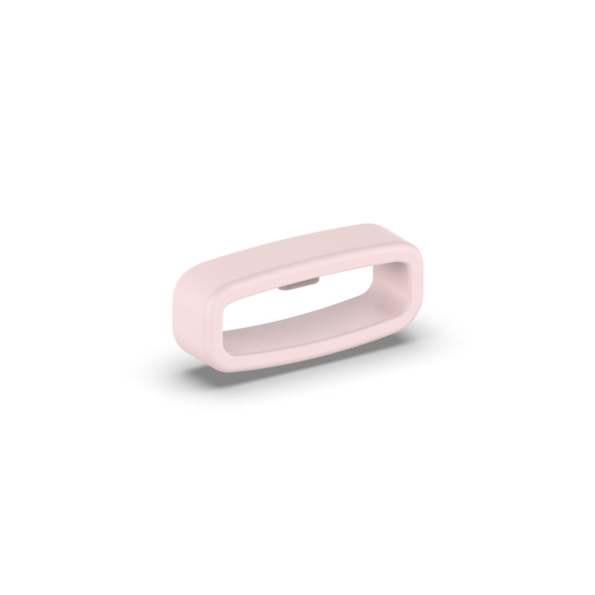 Roze, rechthoekig accessoire, mogelijk voor een smartwatch-bandje.