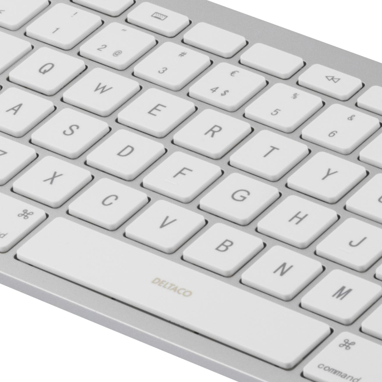 / m, MFi, Nordic, Tastatur Weiß Blitz-Tastatur DELTACO 1 DELTACO Silber, für iOS,