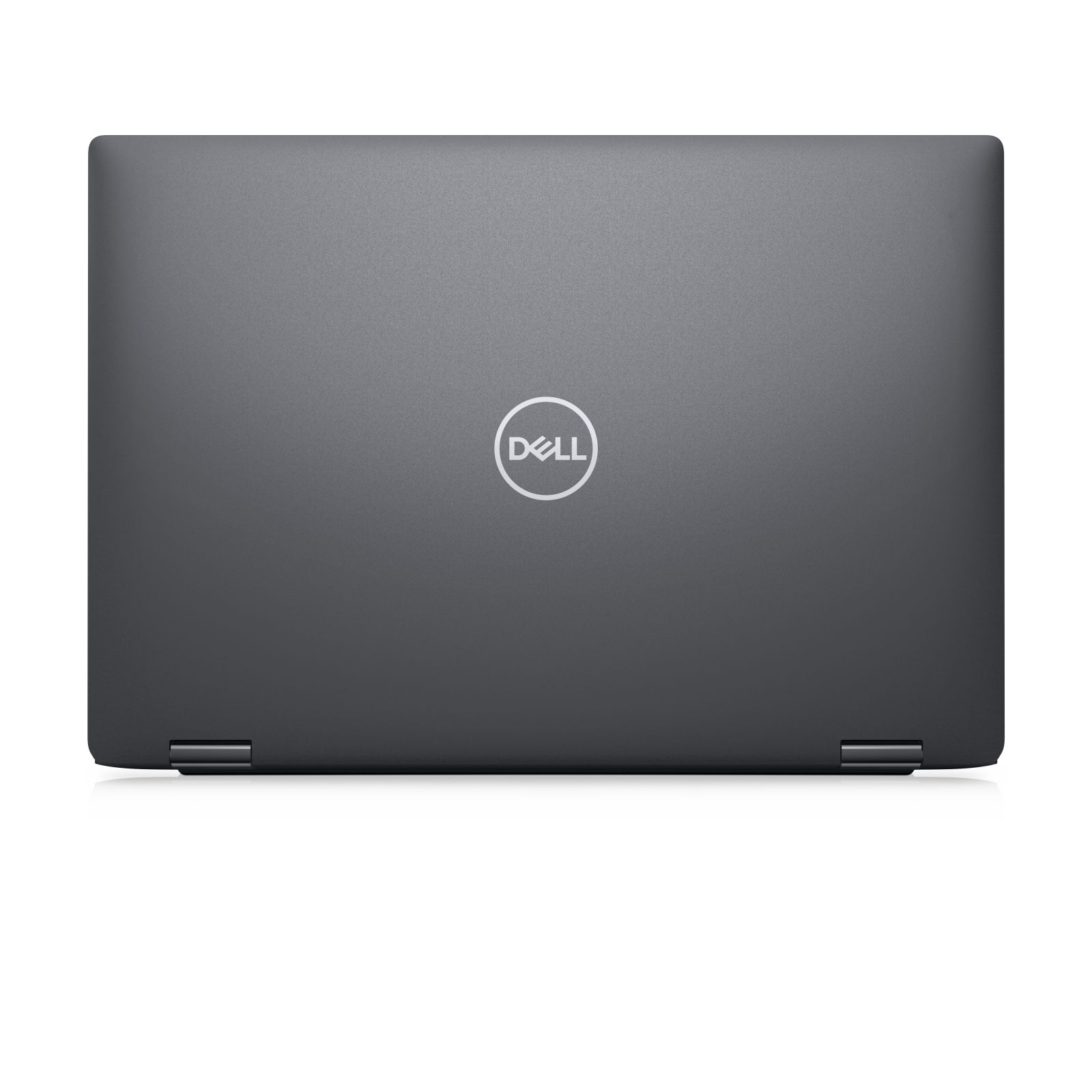 Geschlossener grauer Dell-Laptop mit Dell-Logo.