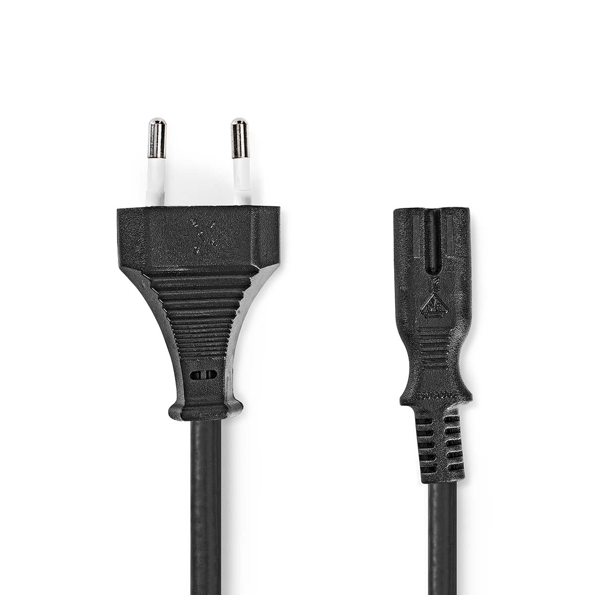 Câble d'alimentation noir avec connecteur mâle et femelle.