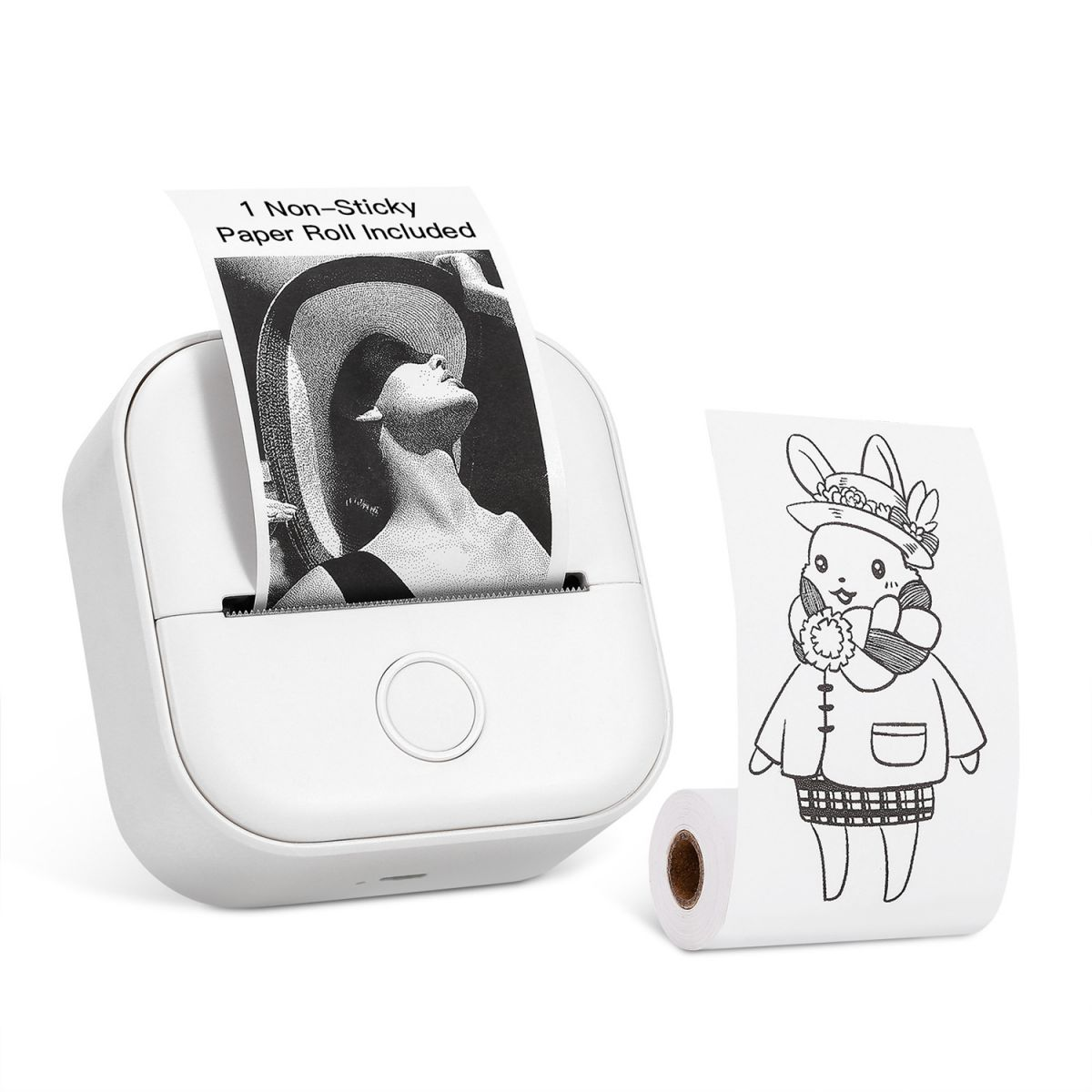 KINSI Tragbar Etikettendrucker,Mini TaschenaufkleberDrucker,Bluetooth Schwarz-Weiß-Druck Drucker Wireless