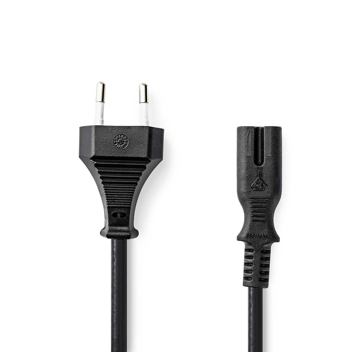 Black power cable with male and female connector.
